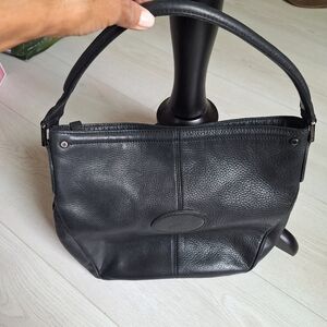 Longchamp Pebbled Black leather Bag.